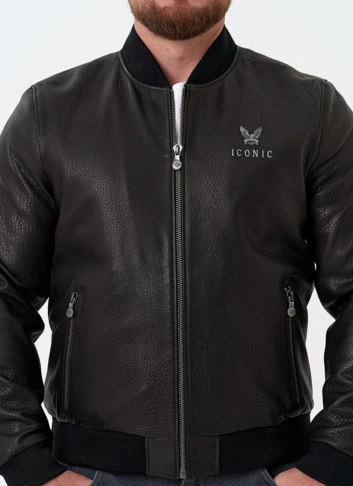 Мужская куртка бомбер из натуральной кожи фото