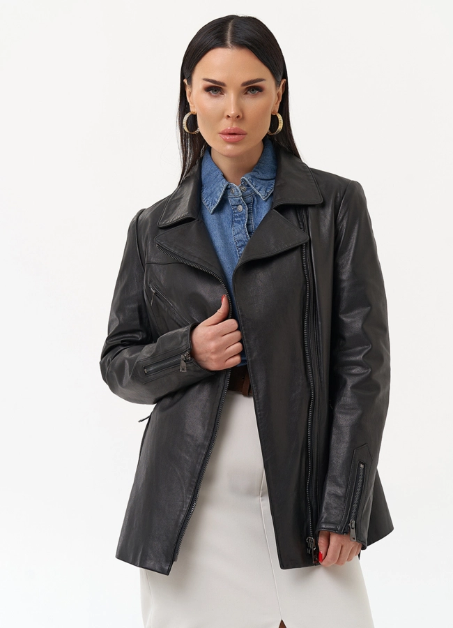 Кожаная куртка с поясом модель № 20501 универмаг малина фото