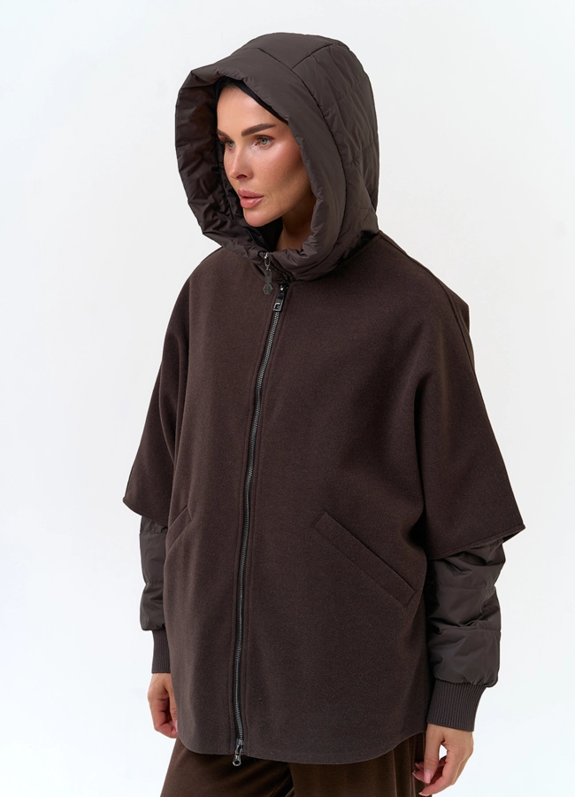Женская куртка накидка с капюшоном модель № 33799 в рассрочку