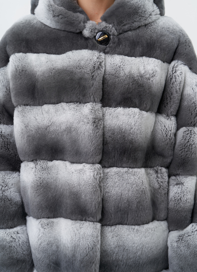 Шуба из кролика с капюшоном модель № 25324 в рассрочку