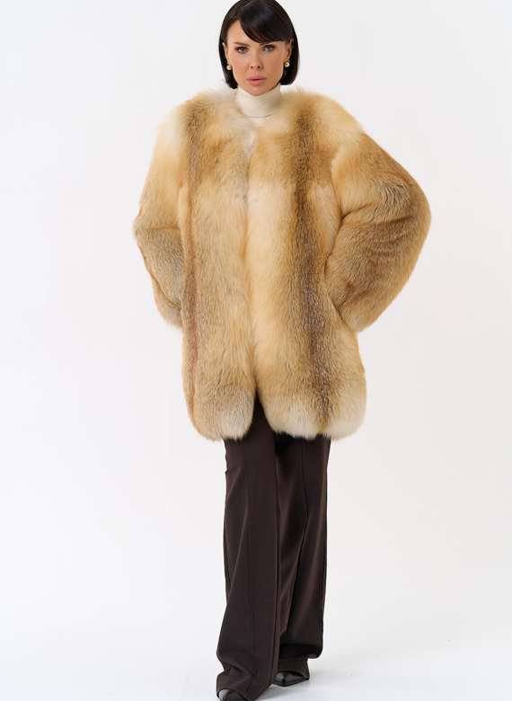 Шуба из рыжей лисы
