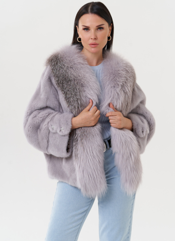 Укороченная норковая шуба с чернобуркой