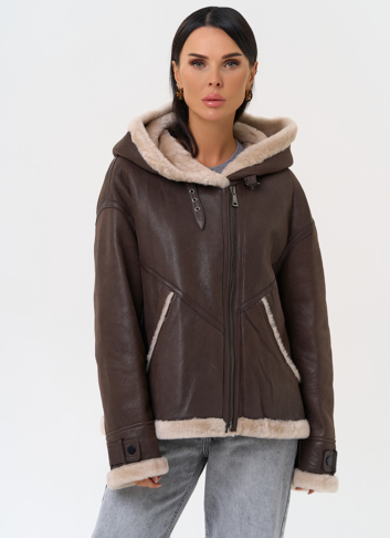 Натуральная дубленка с капюшоном