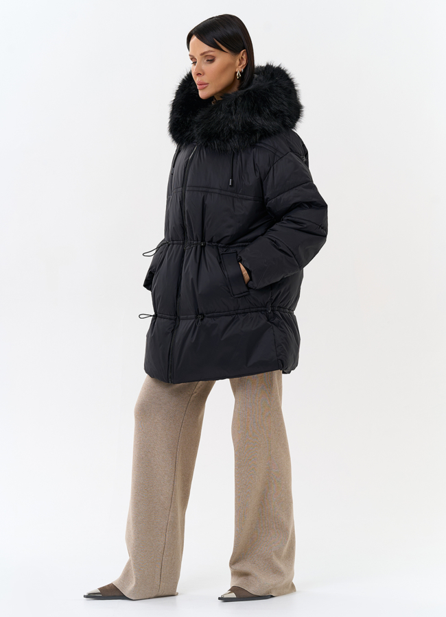 Женский пуховик с отделкой из искусственного меха модель № 31959 в рассрочку