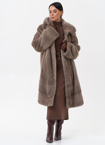 Норковая шуба с капюшоном 