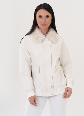 Куртка "бомбер" с эко мехом