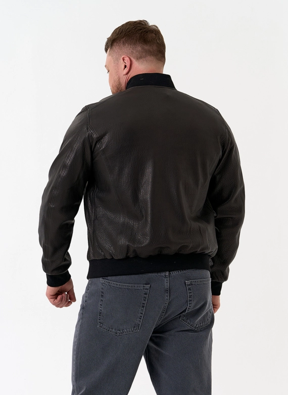 Мужская куртка бомбер из натуральной кожи фото