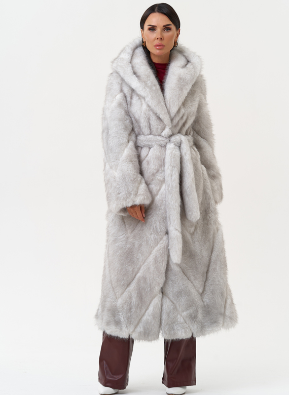 Длинная женская шуба из эко меха