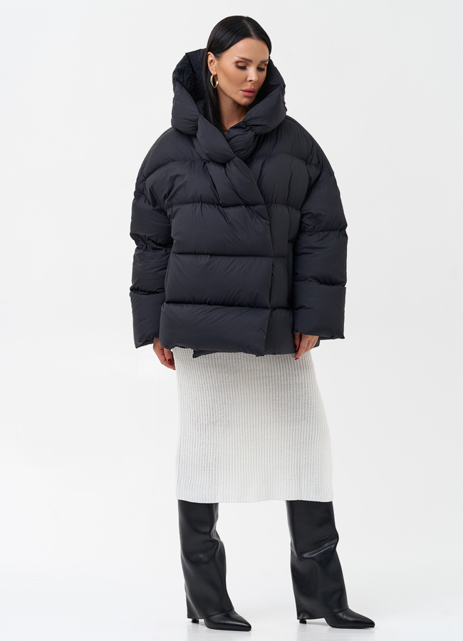 фото Женский пуховик с капюшоном  модель № 28968