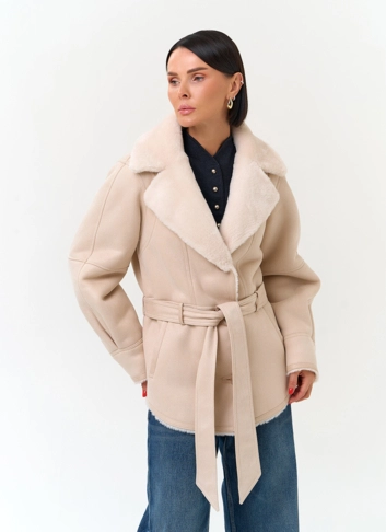 Женская дубленка из эко замши